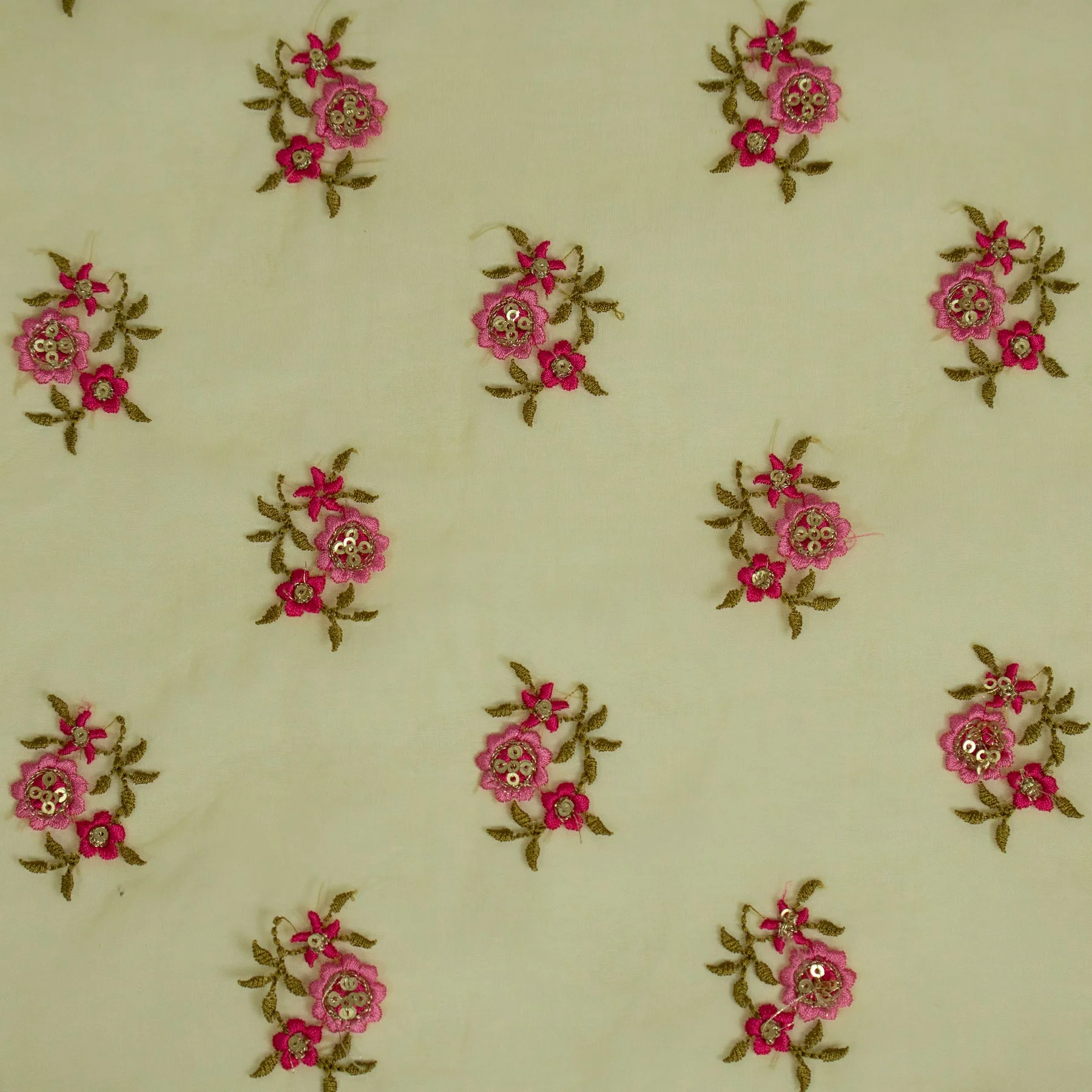 Wafiza Gold  Viscose Organza Embroidered Fabric in Buti Pattern - Image 5
