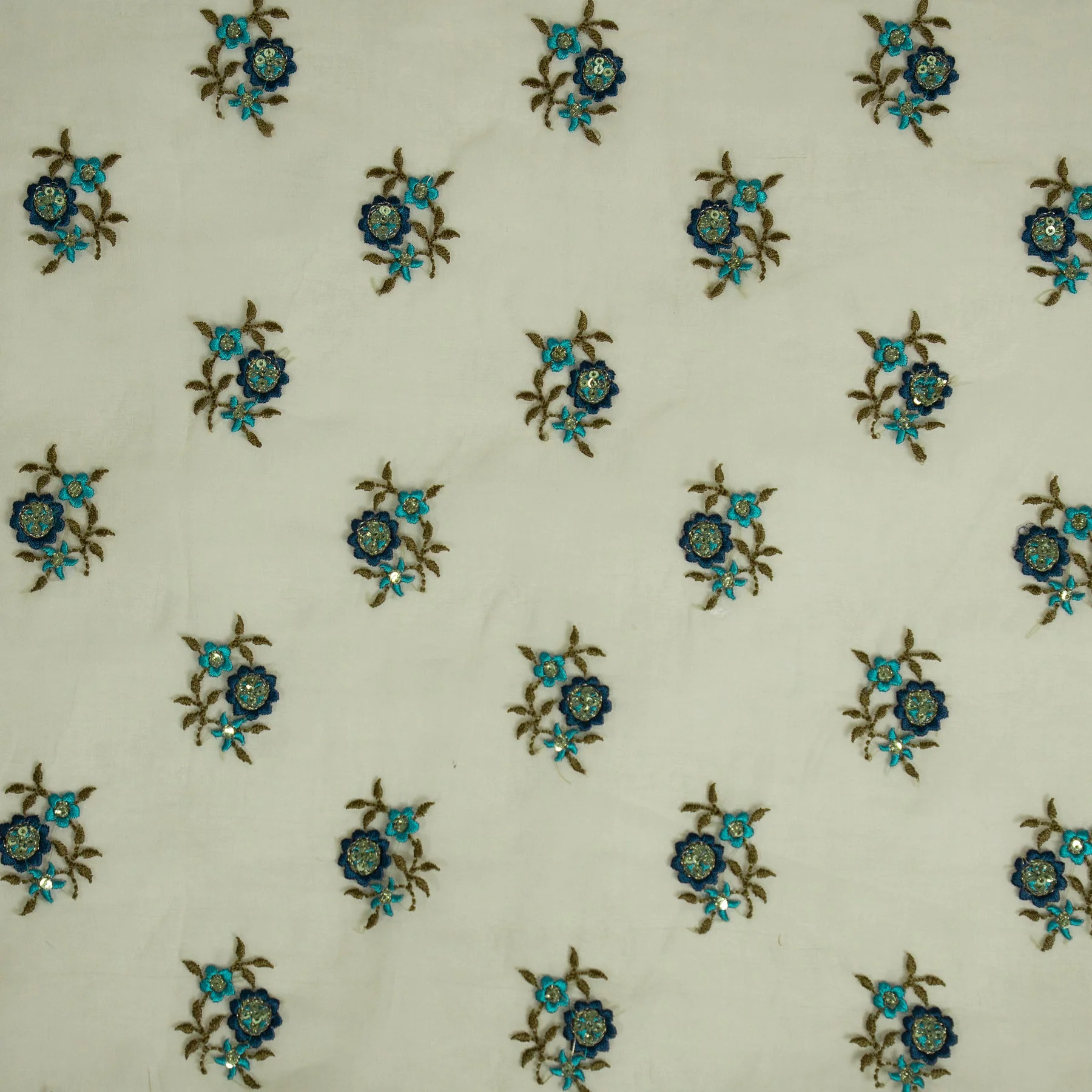 Wafiza Grey Viscose Organza Embroidered Fabric in Buti Pattern - Image 3