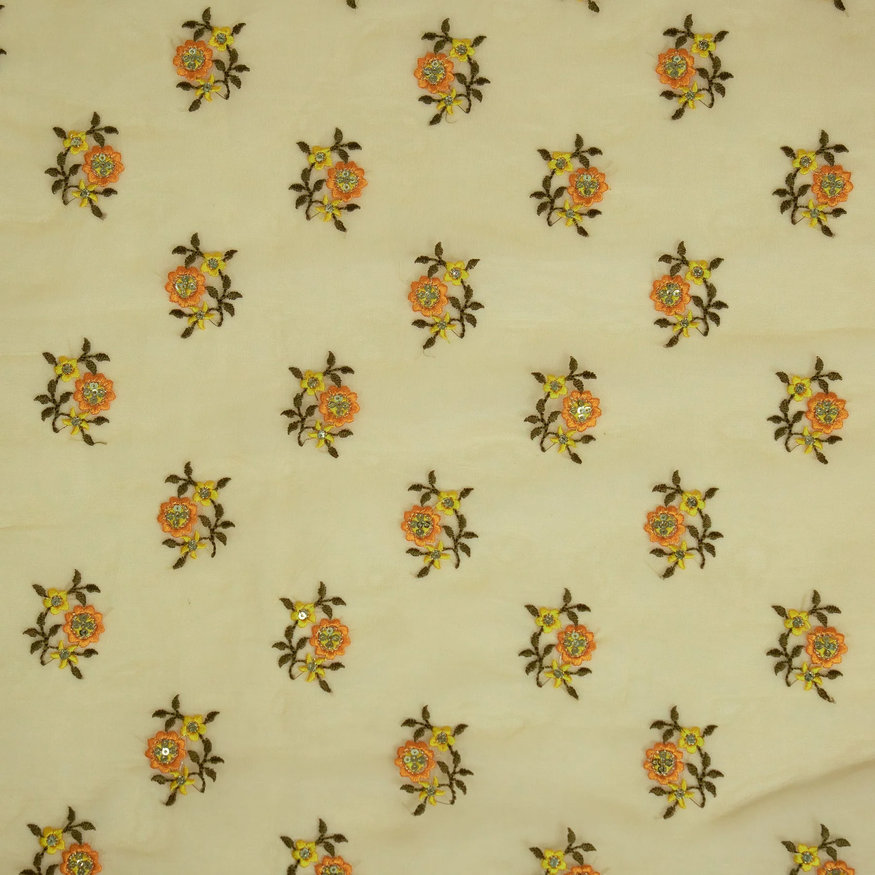 Wafiza Mango Viscose Organza Embroidered Fabric in Buti Pattern - Image 3