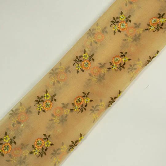 Wafiza Mango Viscose Organza Embroidered Fabric in Buti Pattern - Image 5