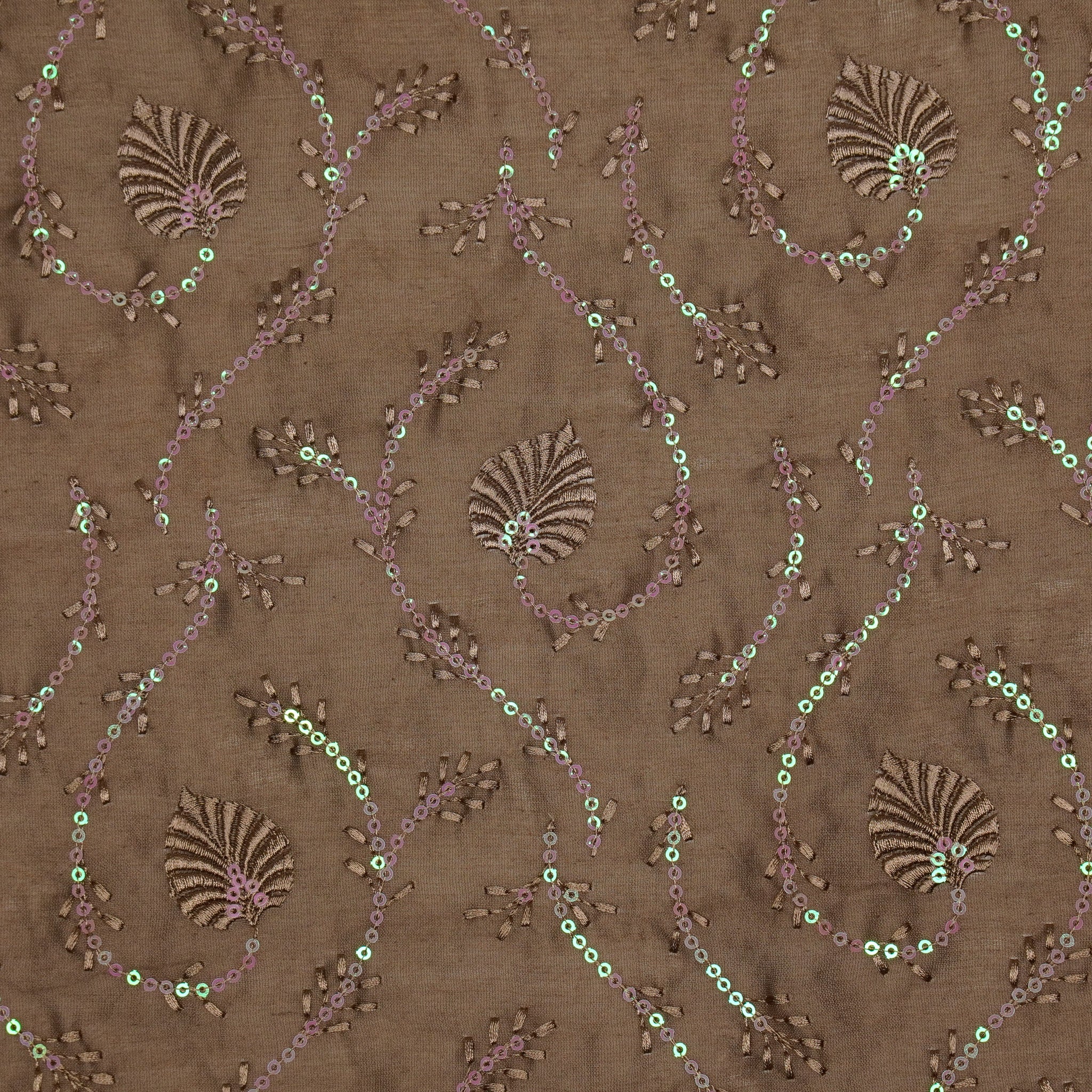 Wajiha Sequins Mouse Chanderi Embroidered Fabric in Jaal Pattern - Image 3