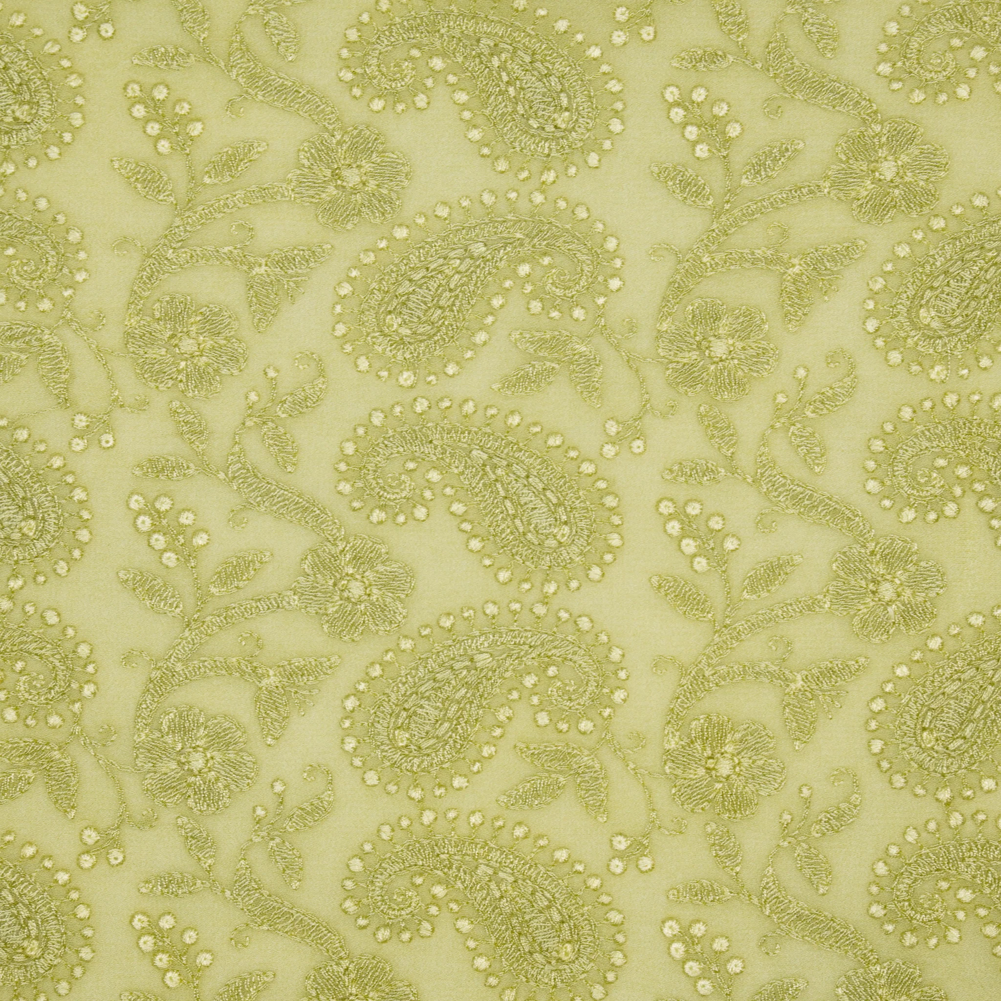 Zahra Sea Green Viscose Georgette Embroidered Fabric in Jaal Pattern - Image 3