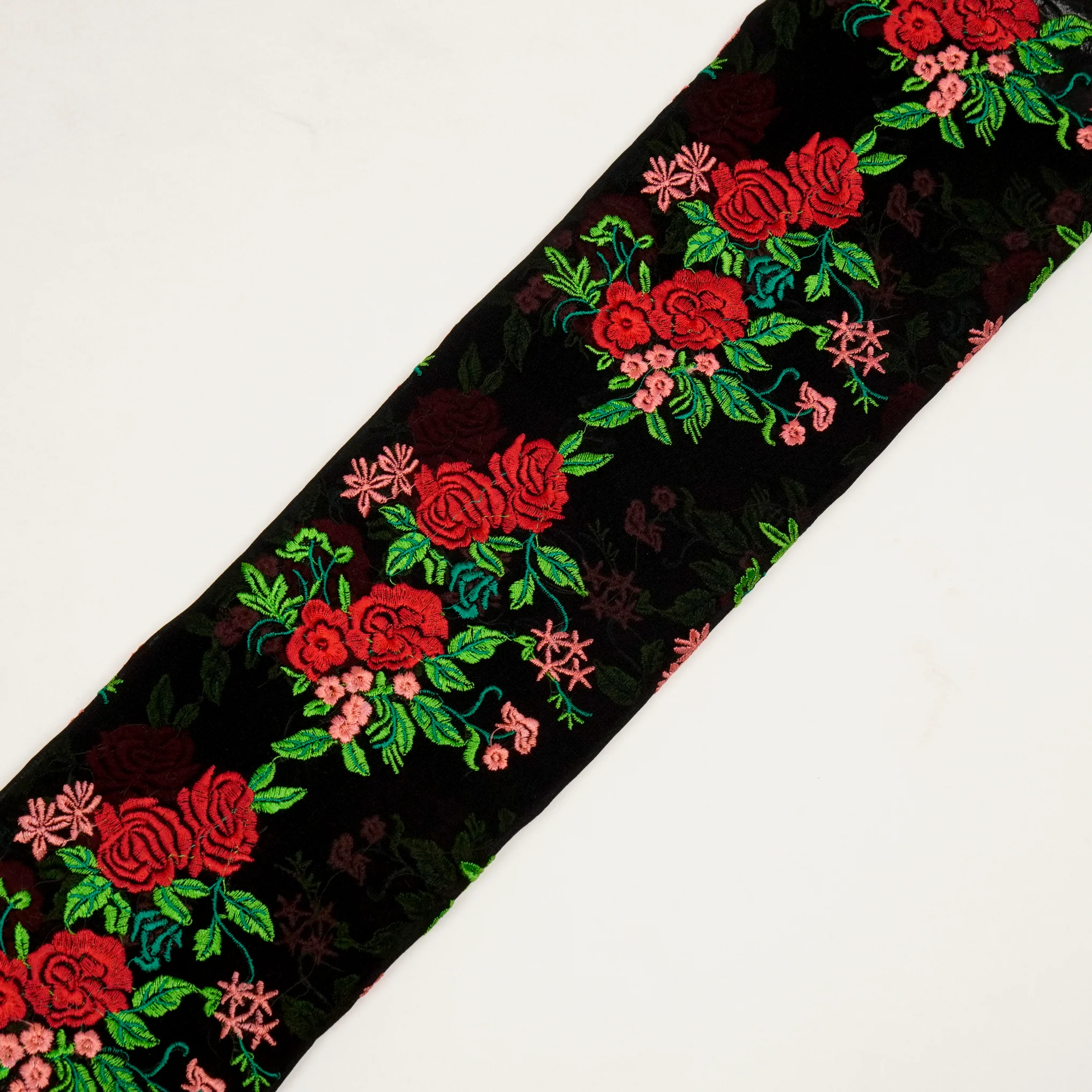 Zaira Black Viscose Georgette Embroidered Fabric in Jaal Pattern - Image 4