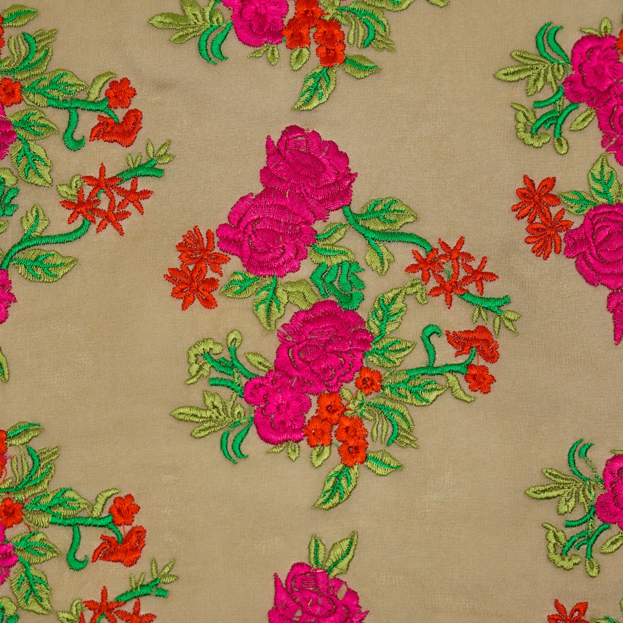Zaira Mouse Viscose Georgette Embroidered Fabric in Jaal Pattern - Image 3