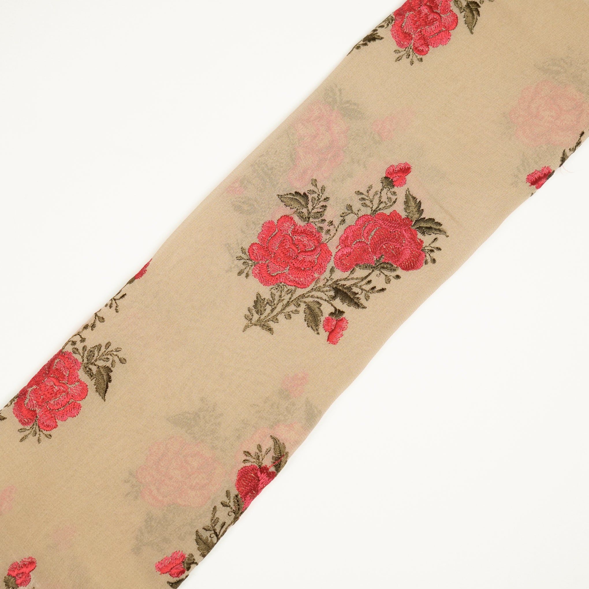 Zara Beige Viscose Georgette Embroidered Fabric in Buta Pattern - Image 4