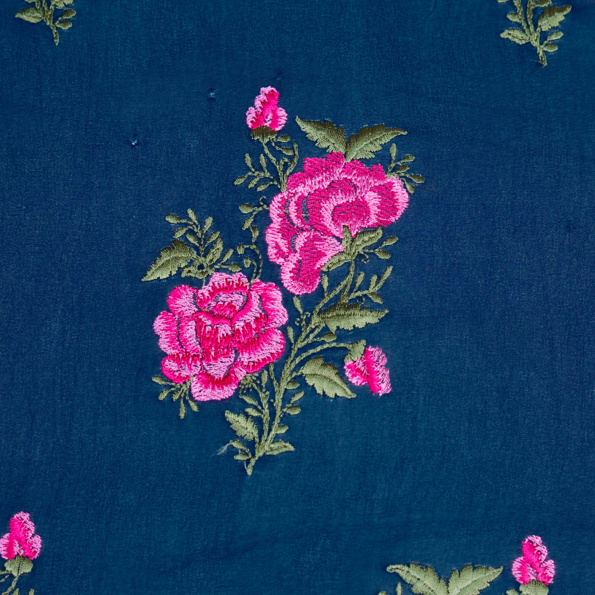Zara Persian Blue Viscose Georgette Embroidered Fabric in Buta Pattern - Image 3