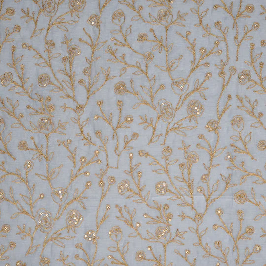 Ziya Mauve Mul Chanderi Embroidered Fabric in Jaal Pattern - Image 3