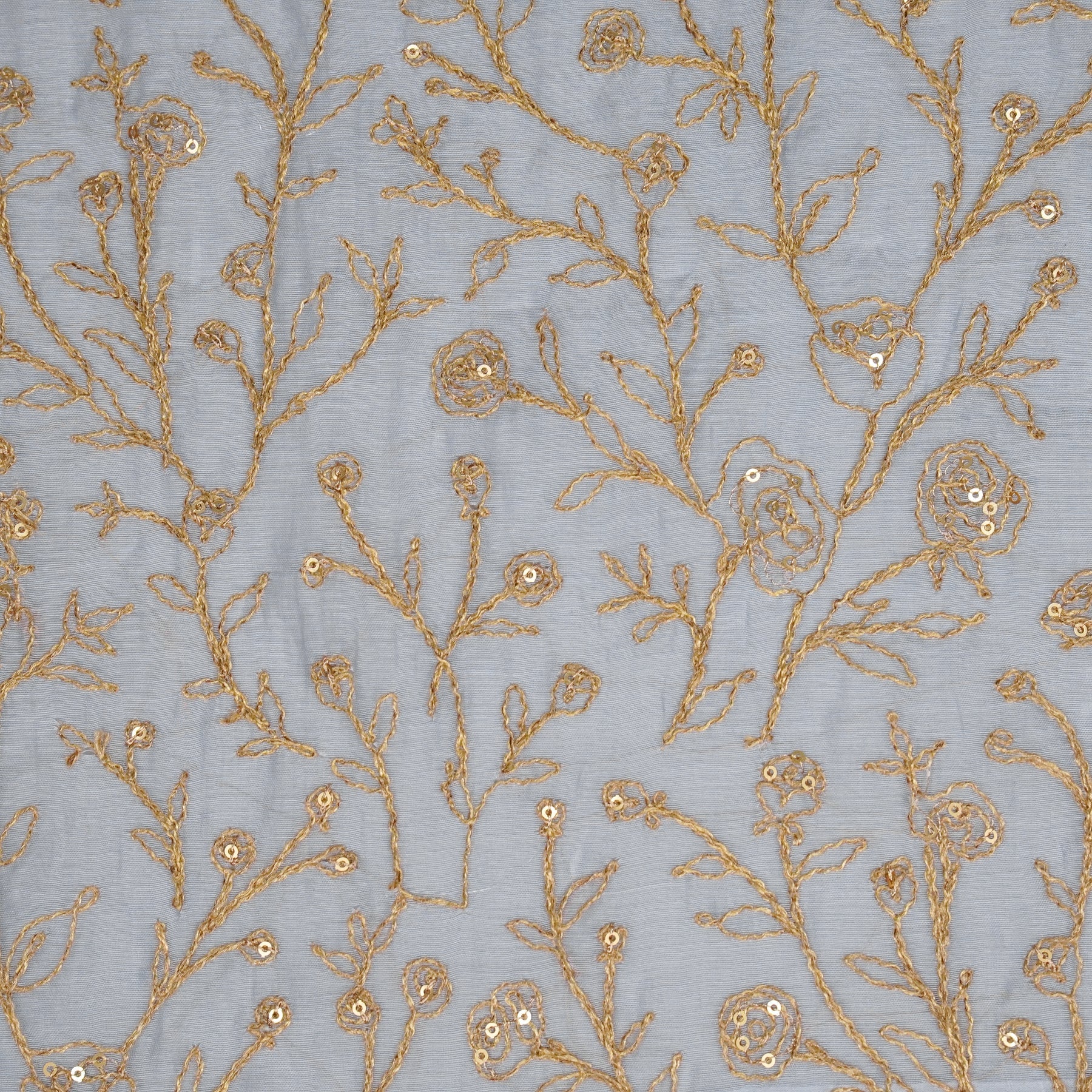 Ziya Mauve Mul Chanderi Embroidered Fabric in Jaal Pattern - Image 4