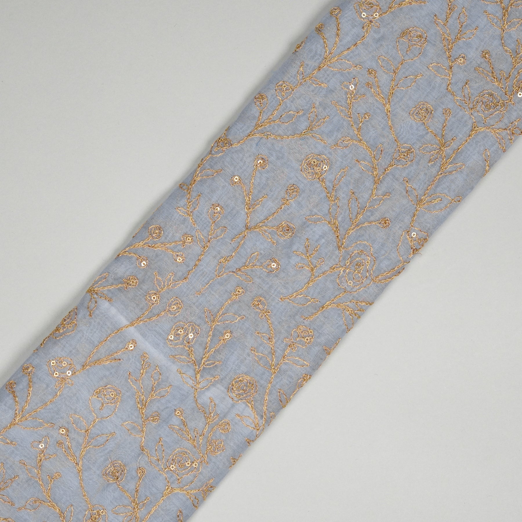 Ziya Mauve Mul Chanderi Embroidered Fabric in Jaal Pattern - Image 5