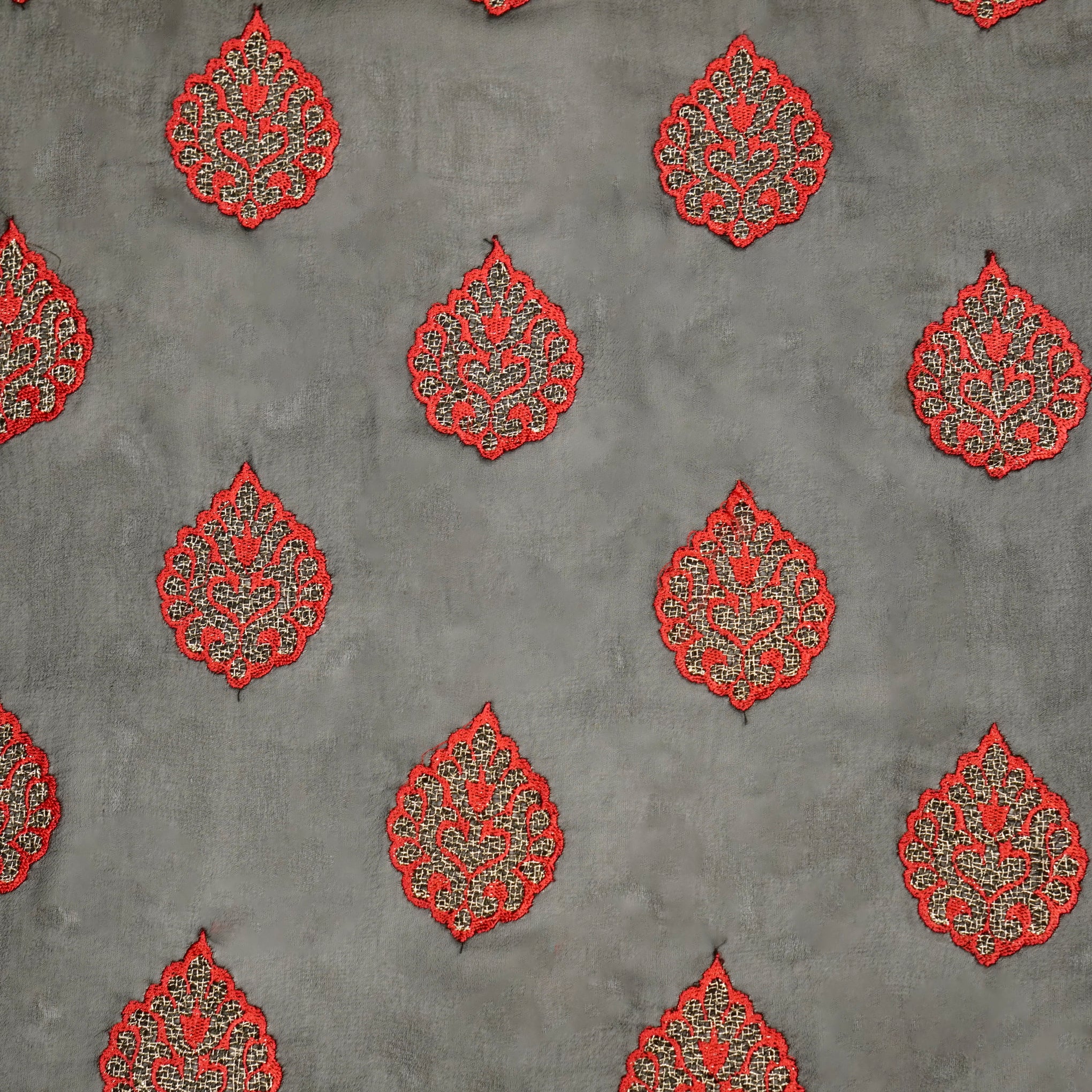 Zoya Black Viscose Georgette Embroidered Fabric in Buta - Image 2