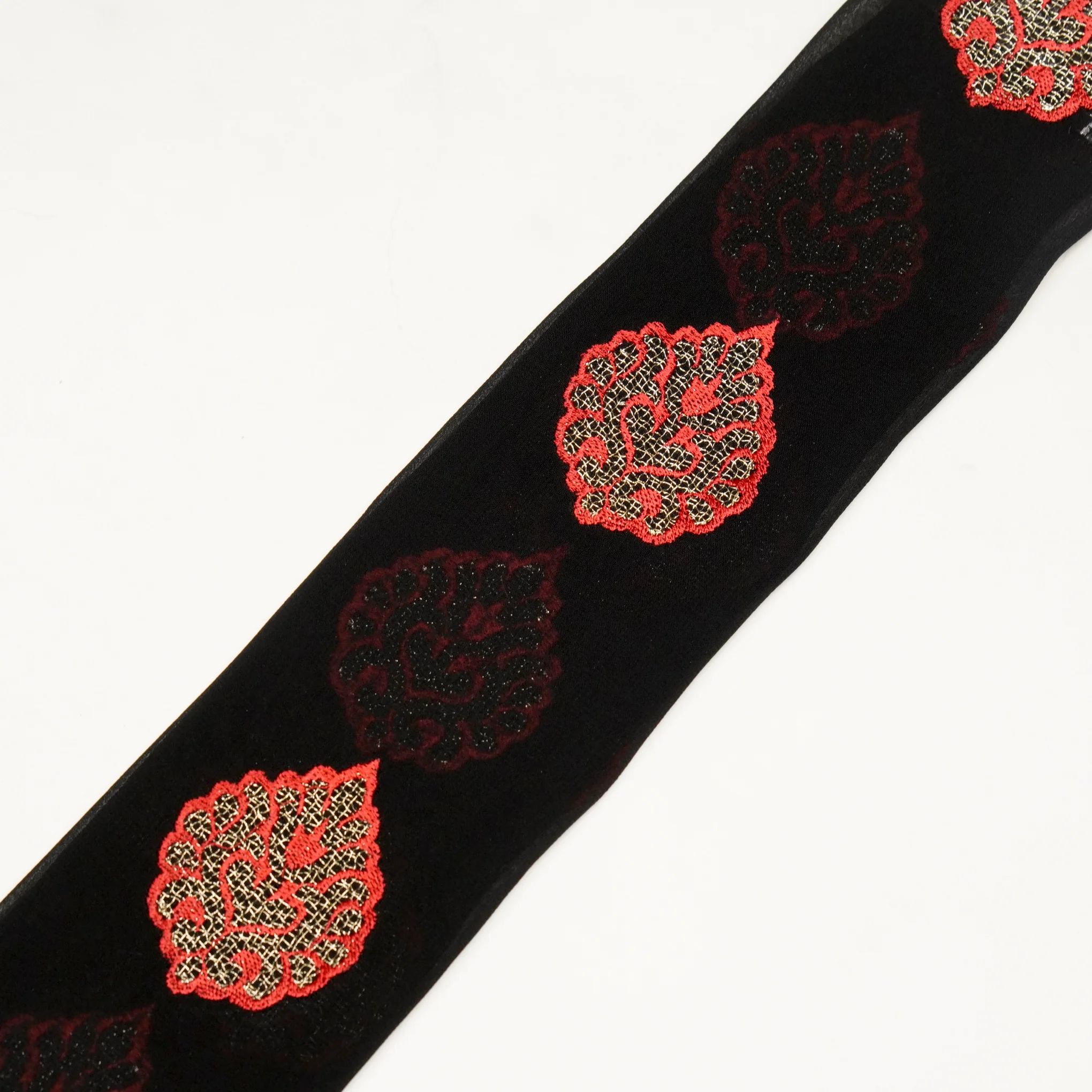 Zoya Black Viscose Georgette Embroidered Fabric in Buta - Image 4