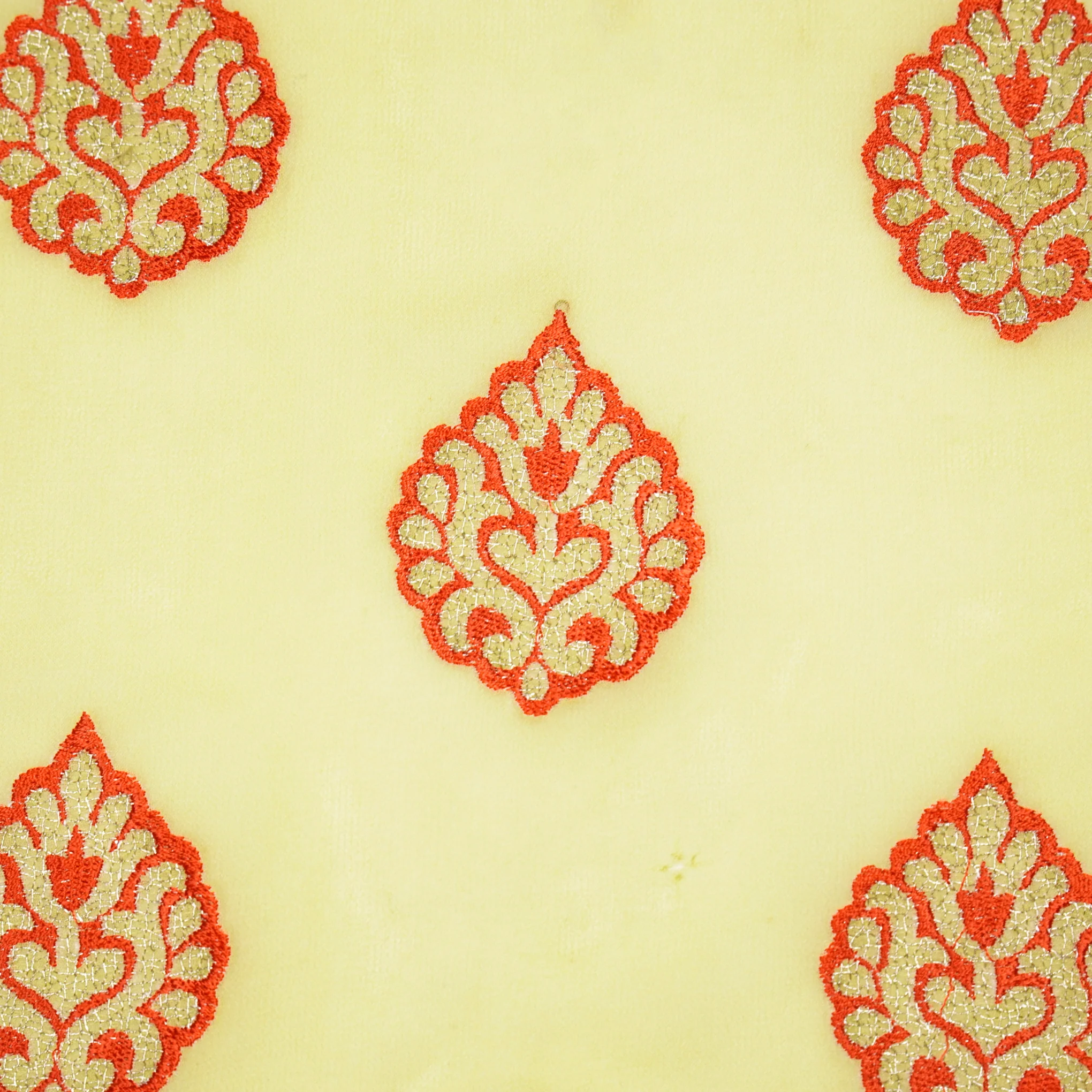 Zoya Lemon Viscose Georgette Embroidered Fabric in Buta - Image 3