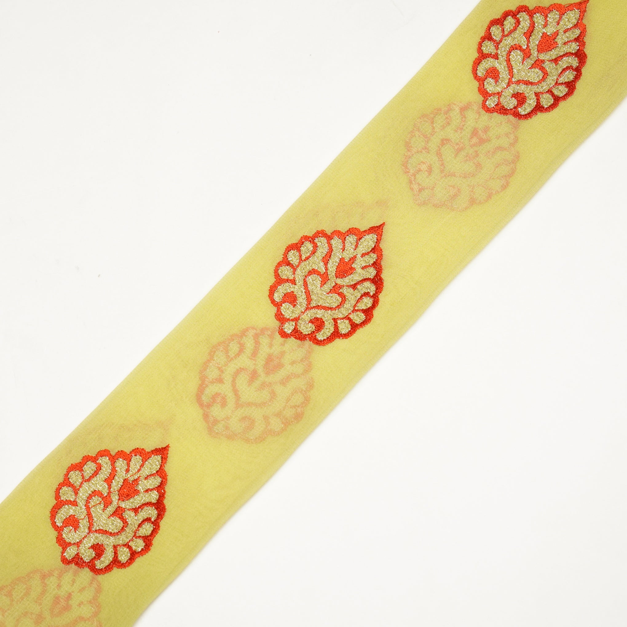 Zoya Lemon Viscose Georgette Embroidered Fabric in Buta - Image 4
