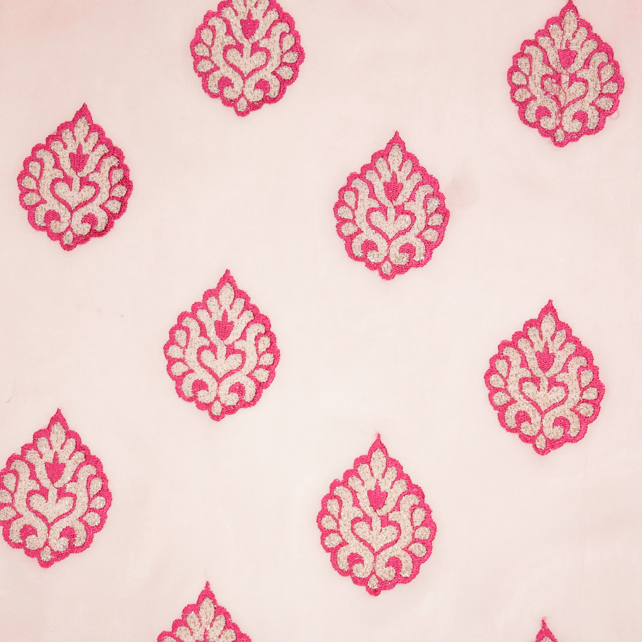 Zoya Pink Viscose Georgette Embroidered Fabric in Buta - Image 2
