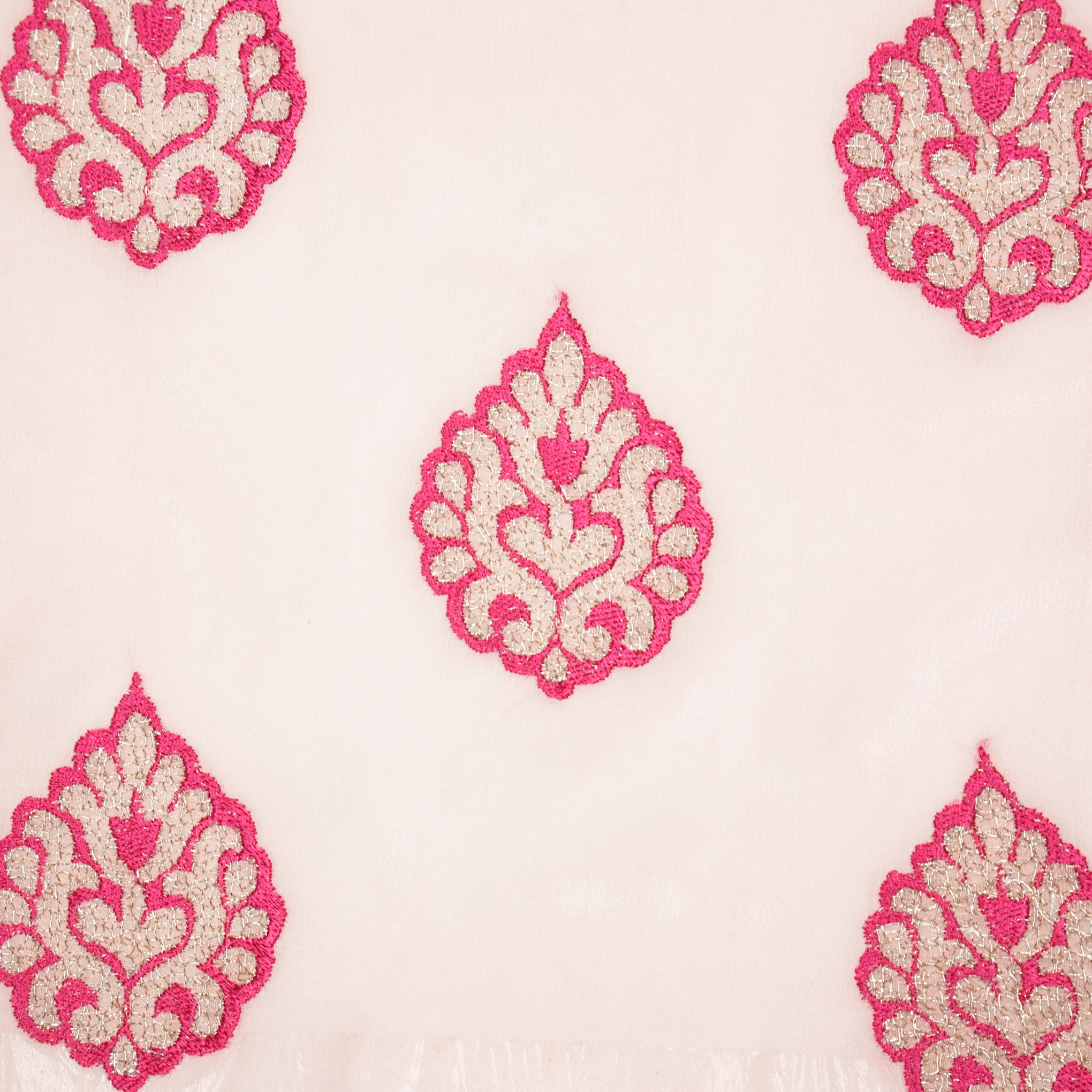 Zoya Pink Viscose Georgette Embroidered Fabric in Buta - Image 3